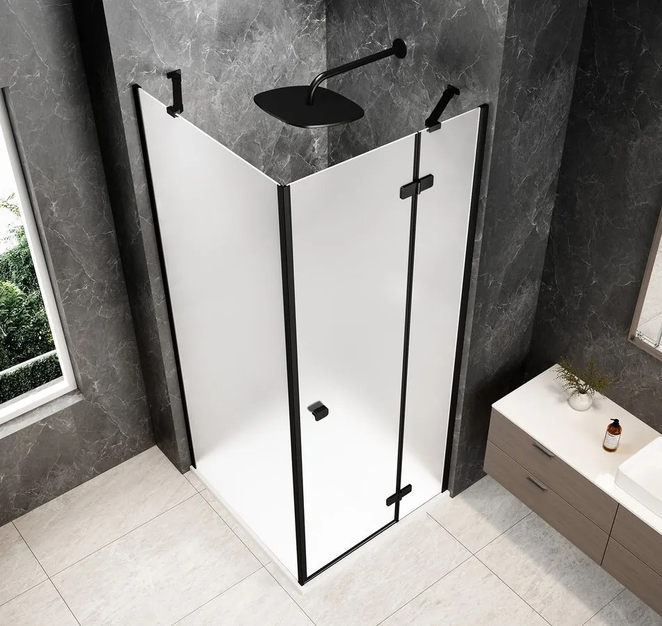 Polysan Polysan, GLOBE BLACK štvorcová sprchová zástena 900x900mm, matné sklo, pravé, GB1090-3315MRB
