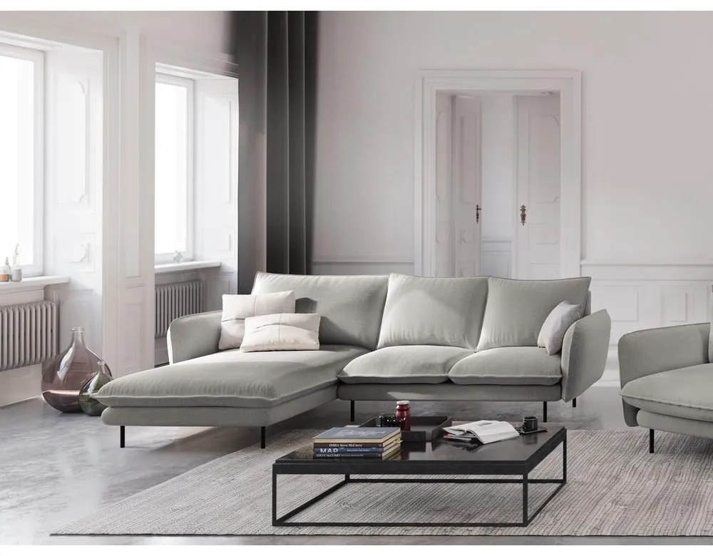 Svetlosivá rohová pohovka Cosmopolitan Design Vienna, ľavý roh