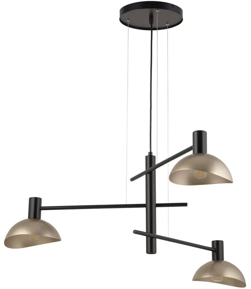 Luster na lanku ARTIS 3xE14/40W/230V čierna/zlatá