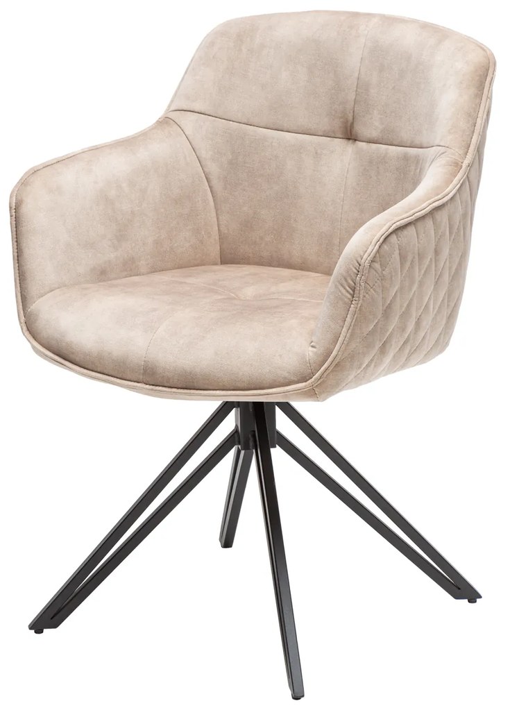 Stolička Euphoria champagne greige zamatová otočná