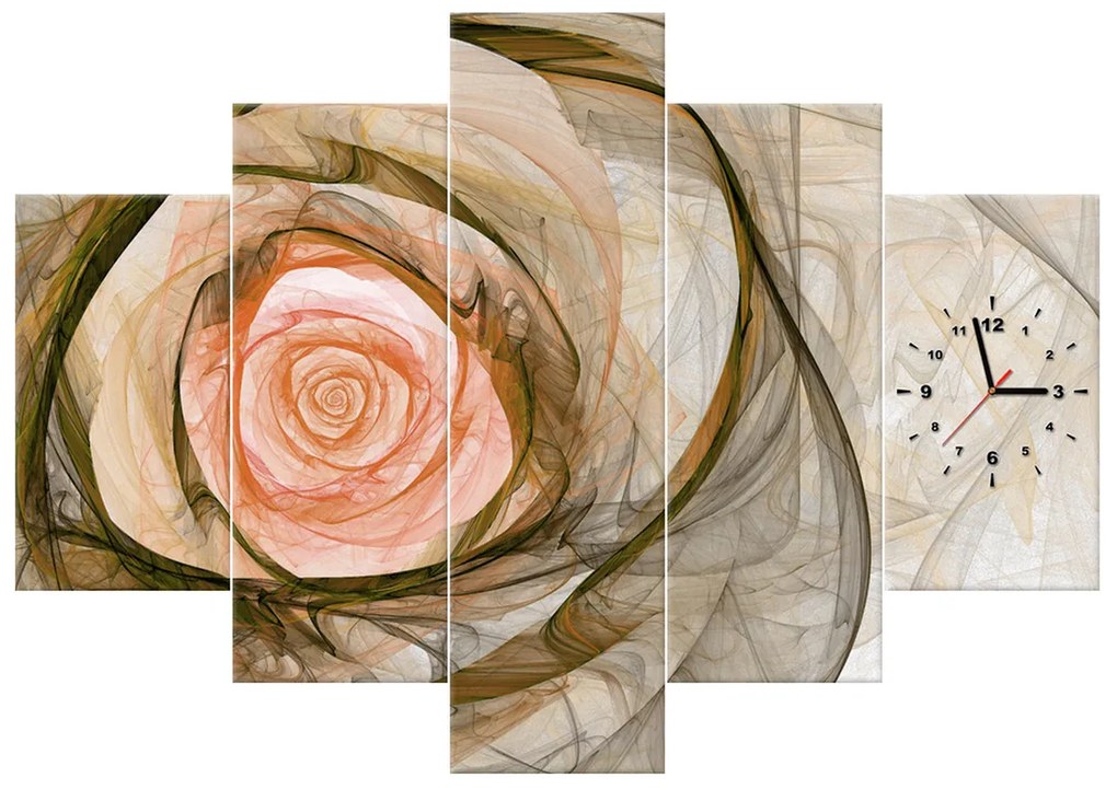 Gario Obraz s hodinami Nádherná ruža fraktál - 5 dielny Rozmery: 150 x 105 cm