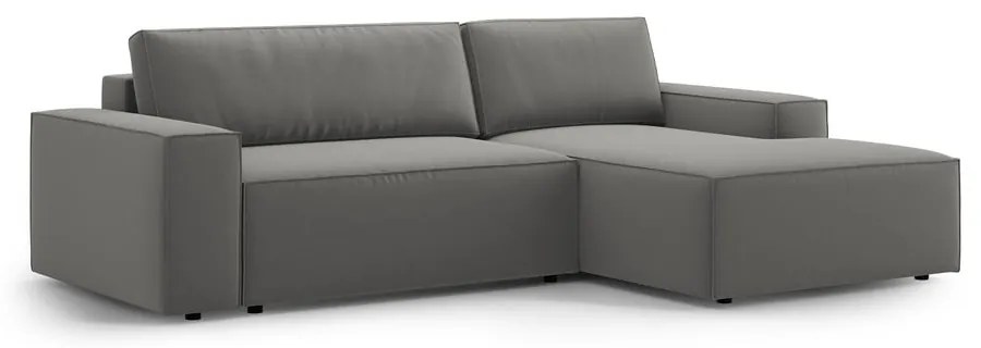 Svetlosivá zamatová rozkladacia/s úložným priestorom rohová pohovka (pravý roh/s leňoškou) Jodie – Micadoni