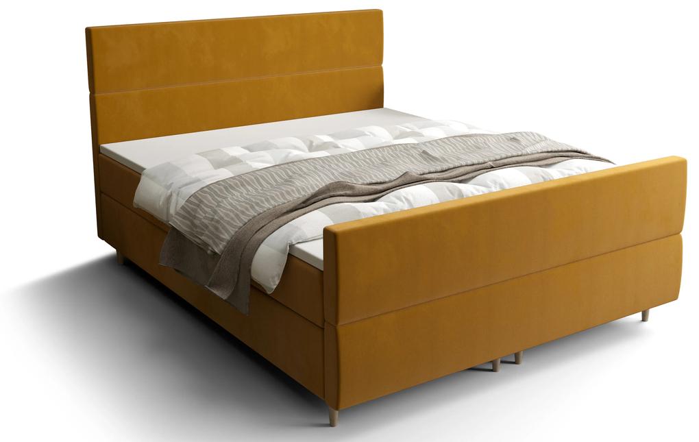 Manželská posteľ Boxspring 140 cm Flu Plus Comfort (zlatá) (s matracom a úložným priestorom). Vlastná spoľahlivá doprava až k Vám domov. 1055955