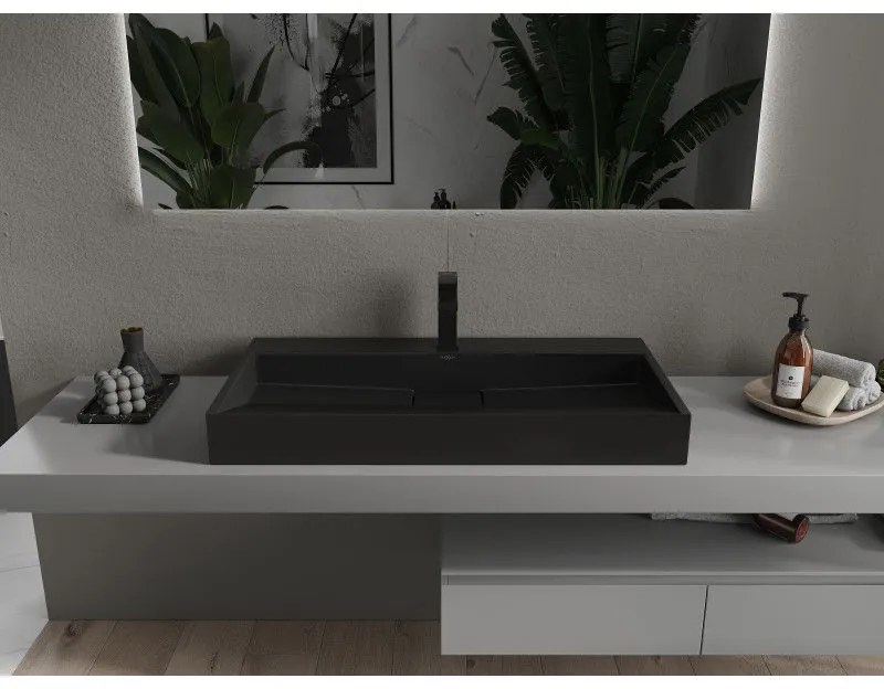 Mexen Ava, umývadlo na dosku z konglomerátu 1/O 90 x 46 cm, čierna matná, 23018071