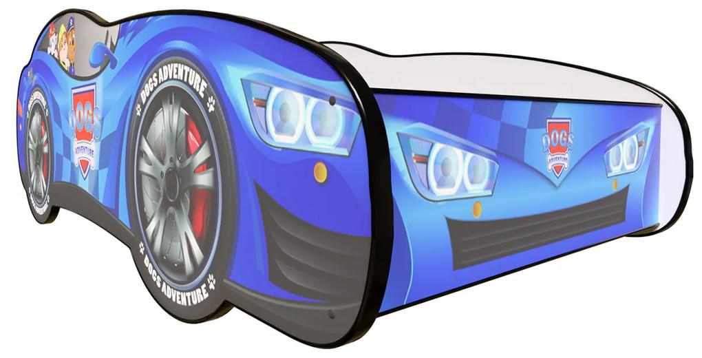 TOP BEDS Detská auto posteľ Racing Car Hero - Dogs Adventure modrá  140cm x 70cm