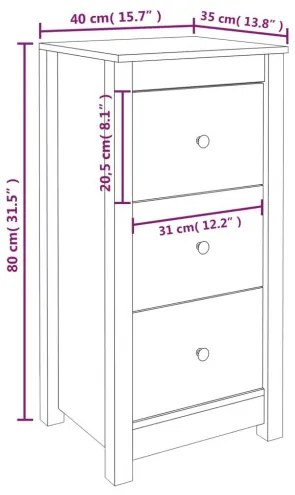 vidaXL Komoda 40x35x80 cm borovicový masív-