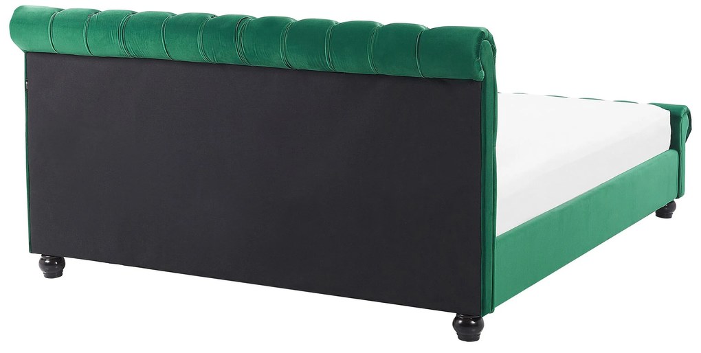 Zamatová posteľ 160 x 200 cm smaragdovozelená AVALLON Beliani
