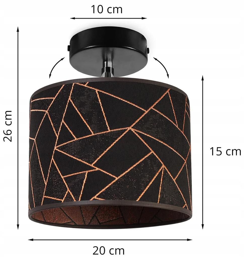 Bodové svietidlo Werona 6, 1x čierne textilné tienidlo so vzorom, (možnosť polohovania), c