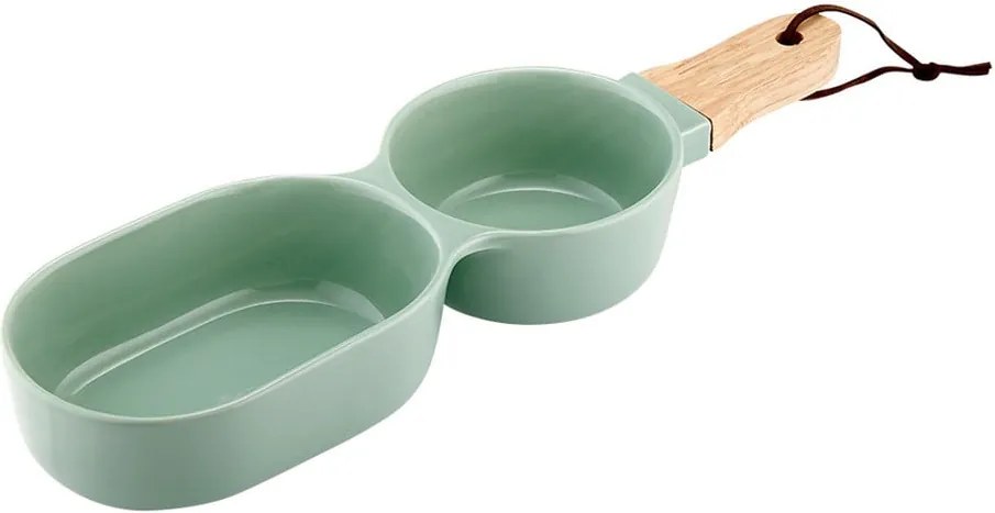 Zelená dvojitá servírovacia miska s bambusovým detailom Ladelle Classic