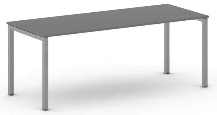 Rokovací kancelársky stôl PRIMO SQUARE, 200x80 cm, sivostrieborná podnož, grafit