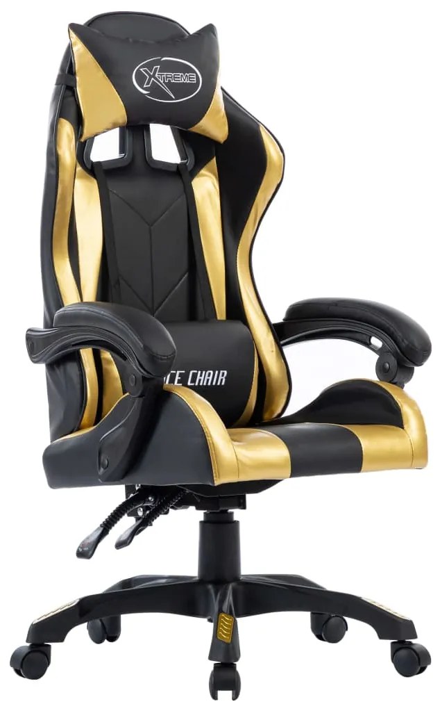 vidaXL Herná stolička, zlatá, umelá koža