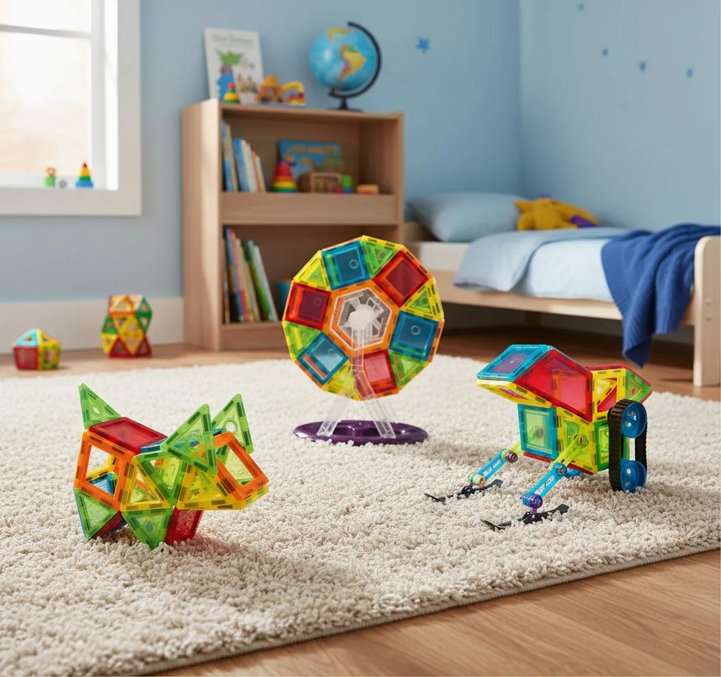 MULTISTORE Magnetická stavebnice pro děti od 3 let, 70 dílků pro 2D a 3D konstrukce