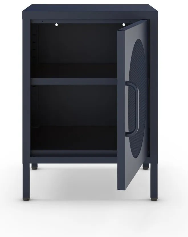 Tmavomodrý kovový nočný stolík Diora – Marckeric