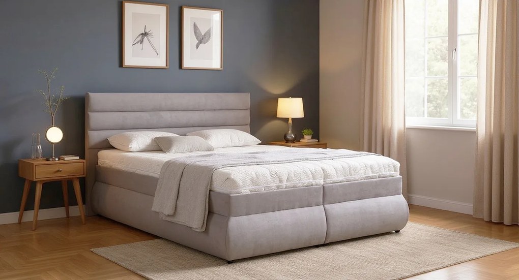 DREVONA® Manželská posteľ 160 cm svetlo šedá  LUNA 1, Soro 90