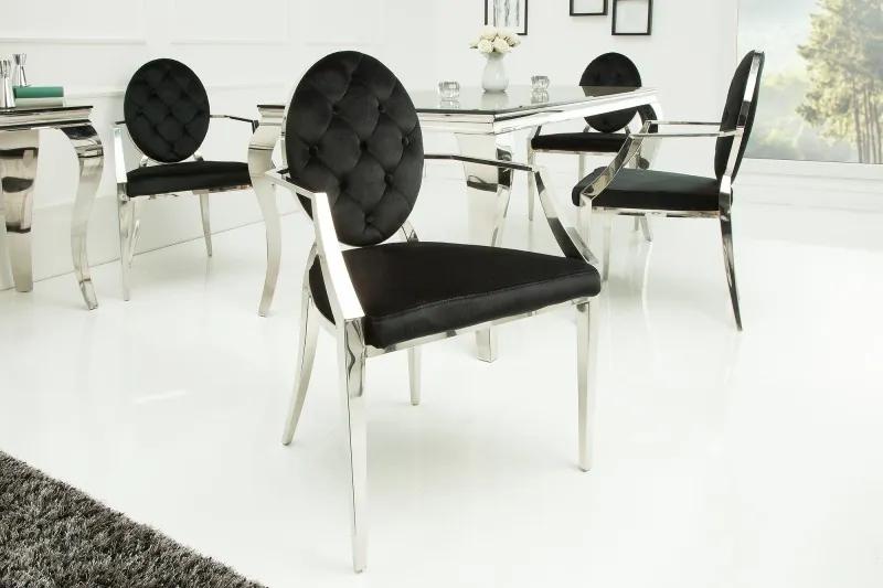 Dizajnová stolička Modern Barock s opierkami zamat čierna