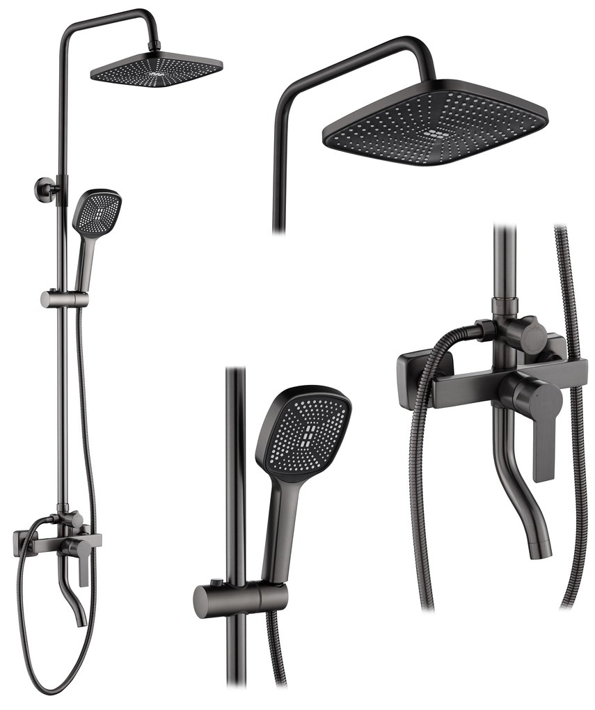 Rea Argus, sprchový set s vaňovou výlevkou, grafitová, REA-P6535