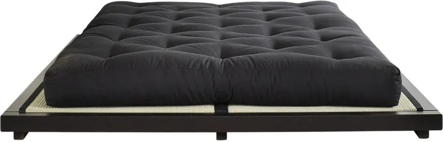 Dvojlôžková posteľ z borovicového dreva s matracom Karup Design Dock Double Latex Black/Black, 180 × 200 cm