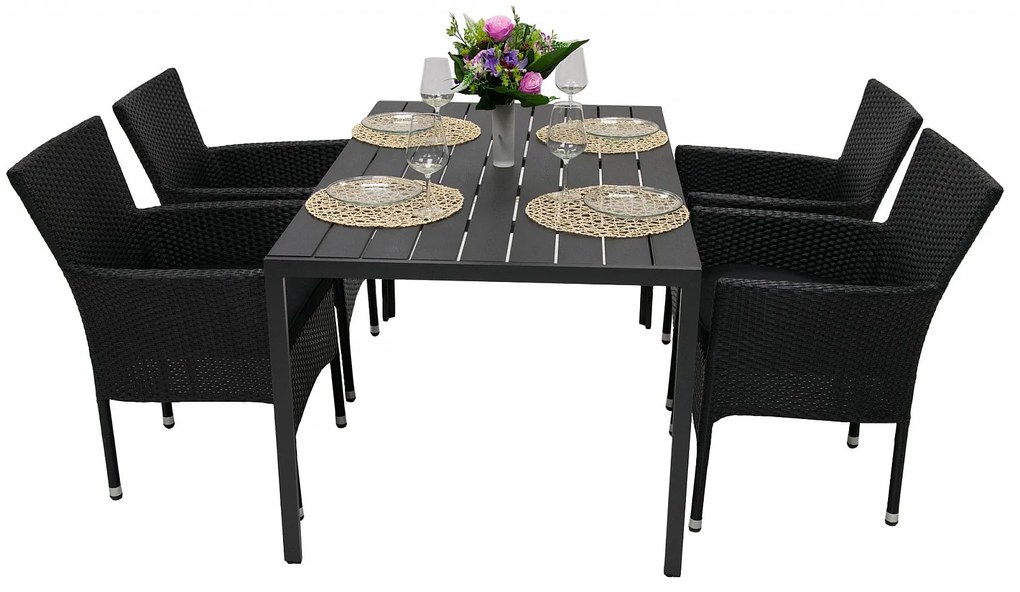 DEOKORK Záhradná ratanová zostava PALERMO 1+4 (rôzne dĺžky) stôl 150x90 cm