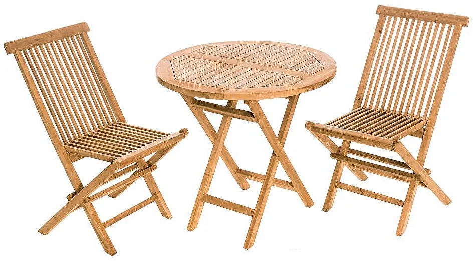 Deokork Záhradný skládací stôl IVORY ⌀ 80 cm (teak)