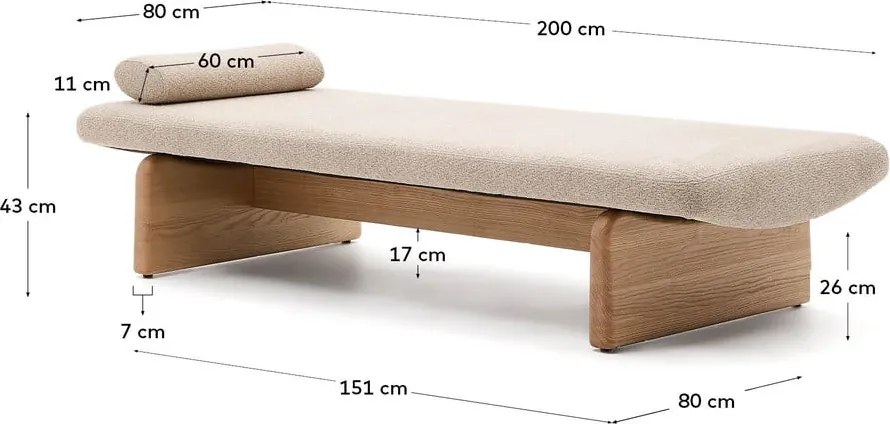 Béžová/v prírodnej farbe ženilková leňoška (variabilný roh) Topaz – Kave Home