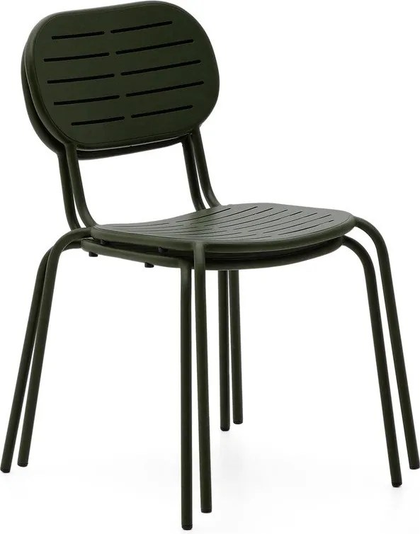 Tmavozelená kovová záhradná stolička Brai – Kave Home