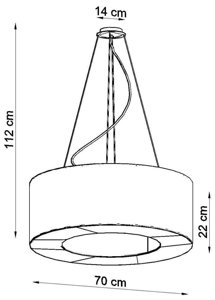 Závesné svietidlo Saturno, 1x biele textilné tienidlo, (biely plast), (fi 70 cm)