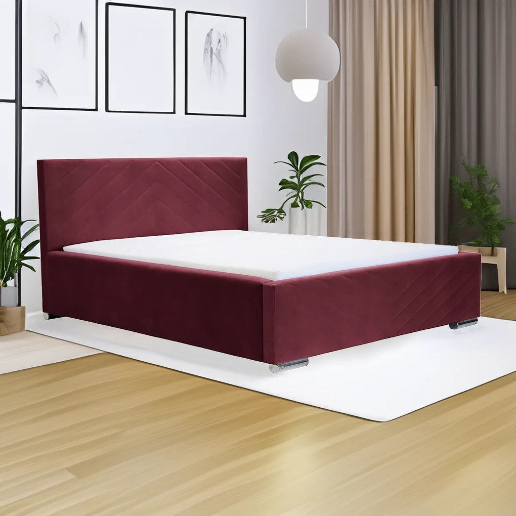 Čalúnená posteľ s úložným priestorom a matracom KOOL 120x200 cm Červená