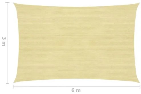 vidaXL Tieniaca plachta 160 g/m², béžová 3x6 m, HDPE-