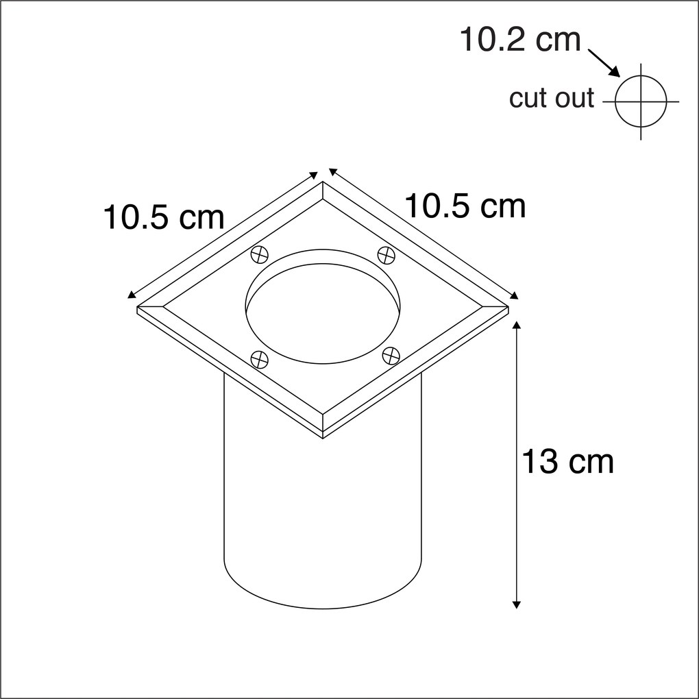 Sada 5 oceľových zemných bodových svietidiel IP65 - Basic Square