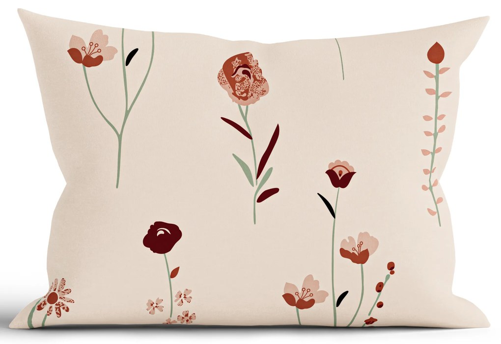 Bavlnená obliečka na vankúš Renforcé 50 × 70 cm - Vlčie maky béžové