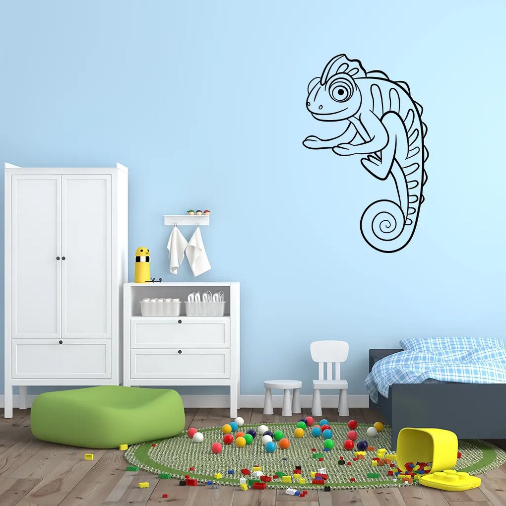 Veselá Stena Samolepka Kúzelný chameleón Farba: červená, Veľkosť: 37 x 60 cm