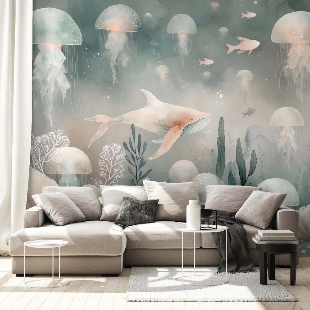 Samolepiaca tapeta podmorský svet s medúzami