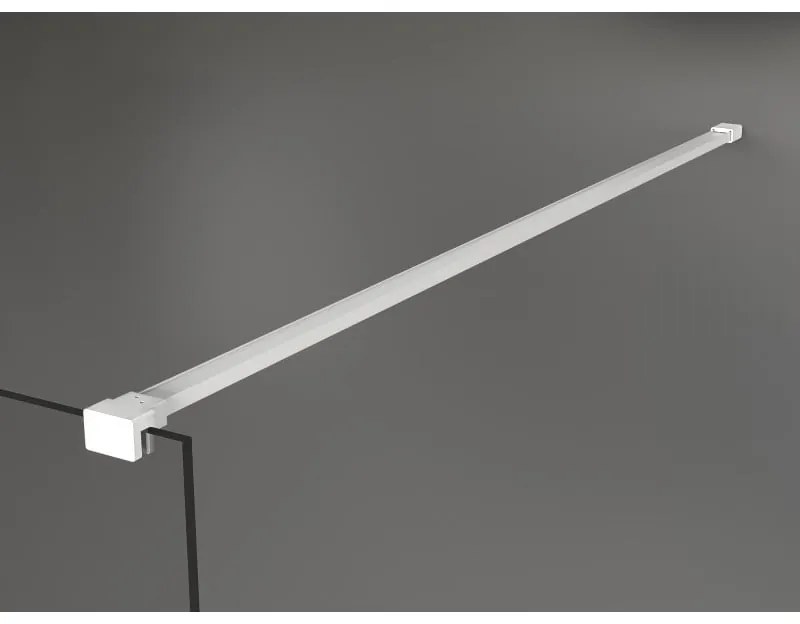 Mexen Kioto, priechodná sprchová zástena 120 x 200 cm, 8mm sklo číre/biely vzor, 2x biela stabilizačná rozpera, 800-120-002-20-97