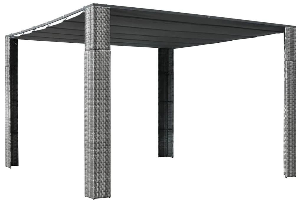 vidaXL Polyratanový altánok so strechou 300x300x200 cm sivo-antracitový