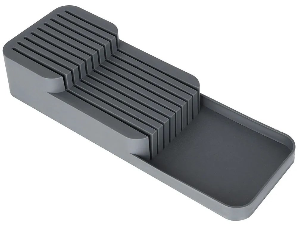 VILDE Organizér na nože, až na 18 nožov, plastový sivý - 39 x 14,5 x 7,5 cm