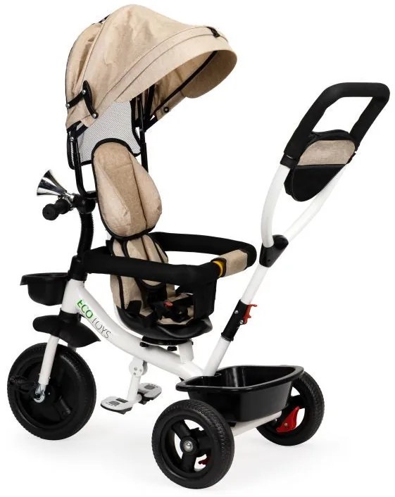 Béžová trojkolka s otočným sedadlom 360°, Ecotoys