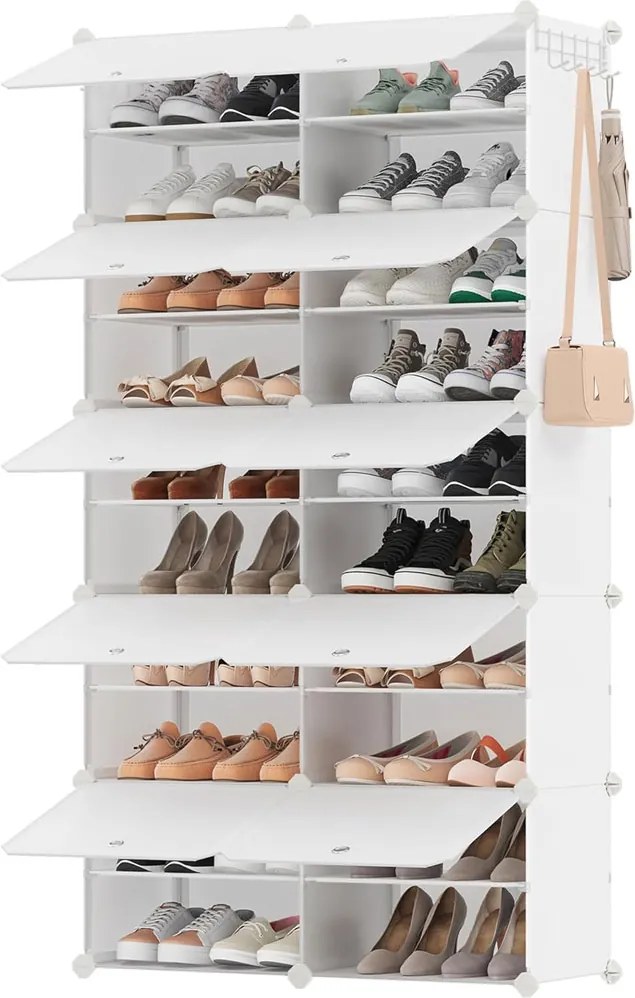 Organizér na topánky KIMBERLY, 10 boxov, biela/priesvitná SongmicsHome