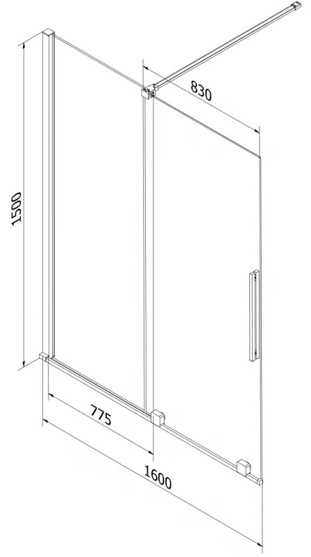 Mexen Velar, 2-krídlová posuvná vaňová zástena 160 x 150 cm, 8mm šedé sklo, ružové zlato, 896-160-000-41-60