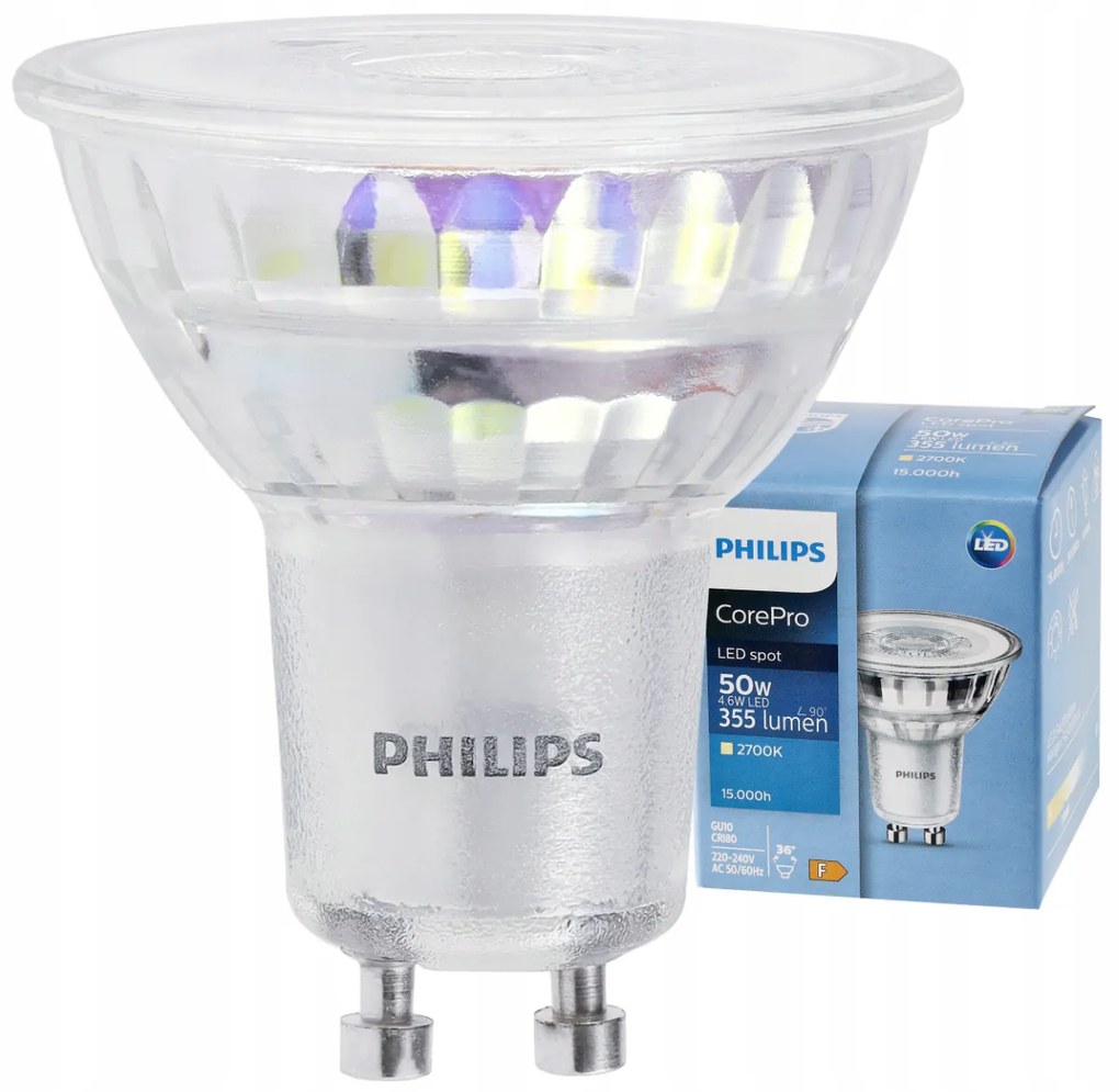 LED žiarovka Philips GU10 - 4,6 W - 355 Lm 36 ° - teplá biela - CorePro Premium
