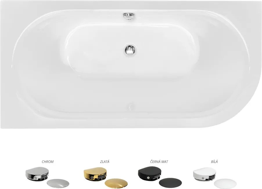 Besco Akrylátová voľne stojaca vaňa Avita A-Line BW Matt CC/NP 150x75 (160x75, 170x75), napúšťanie cez prepad BESCO-Typ výpuste: McAlpine Click-Clack…