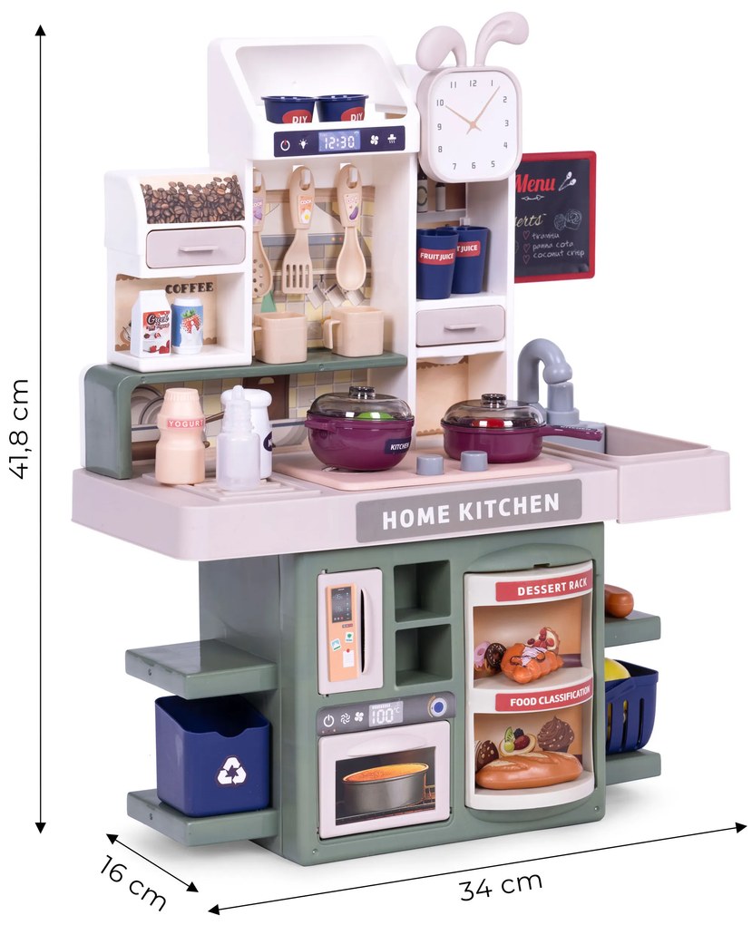Detská kuchynka so zvukom, parou, LED a 35 doplnkami