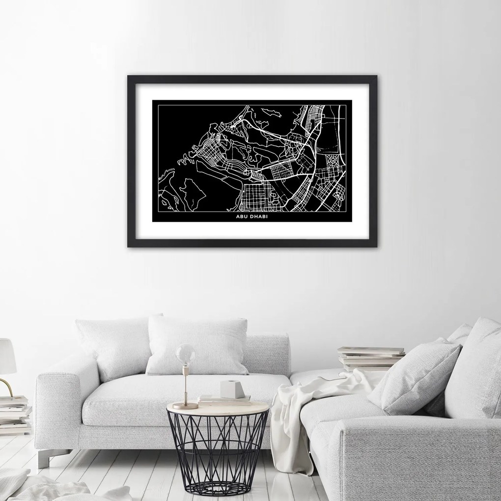 Gario Plagát City plan Abu Dhabi Farba rámu: Bez rámu, Rozmery: 100 x 70 cm