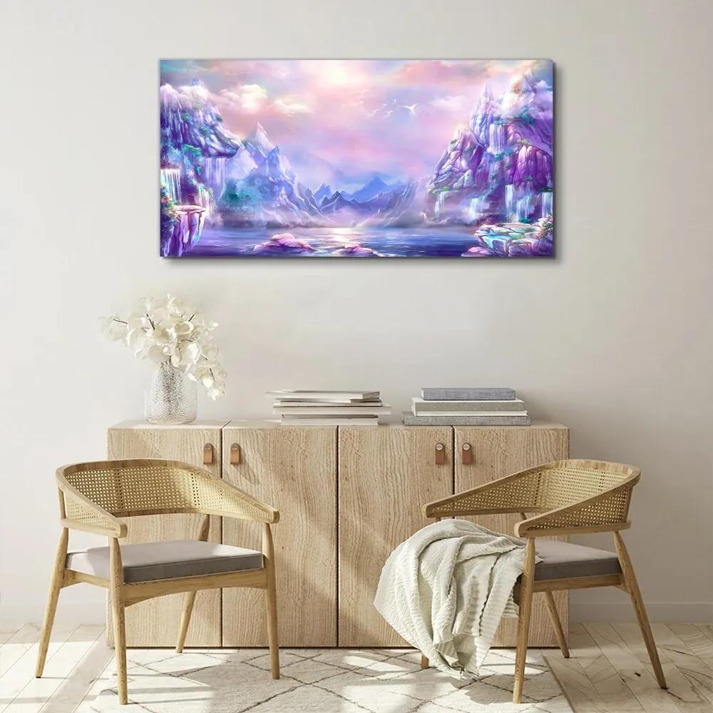 Obraz canvas Abstrakcia Jazero hory obloha