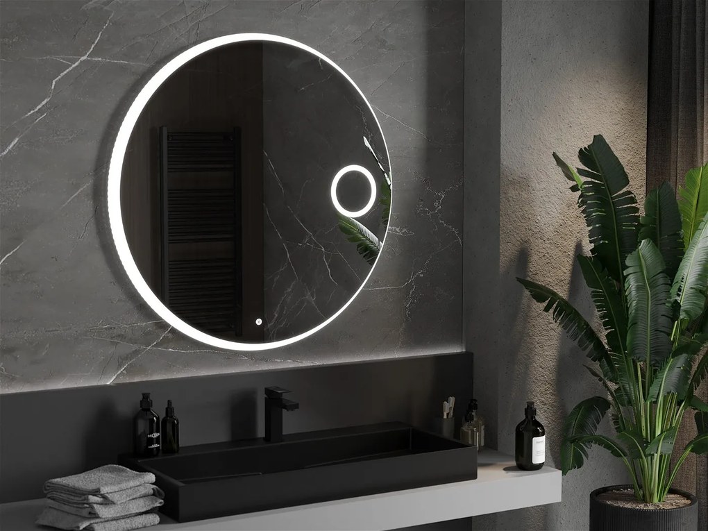 Mexen Ella, LED kúpeľňové zrkadlo s podsvietením a kozmetickým zrkadielkom 100x100 cm, 6000K, ochrana proti zahmlievaniu, 9811-100-100-611-00