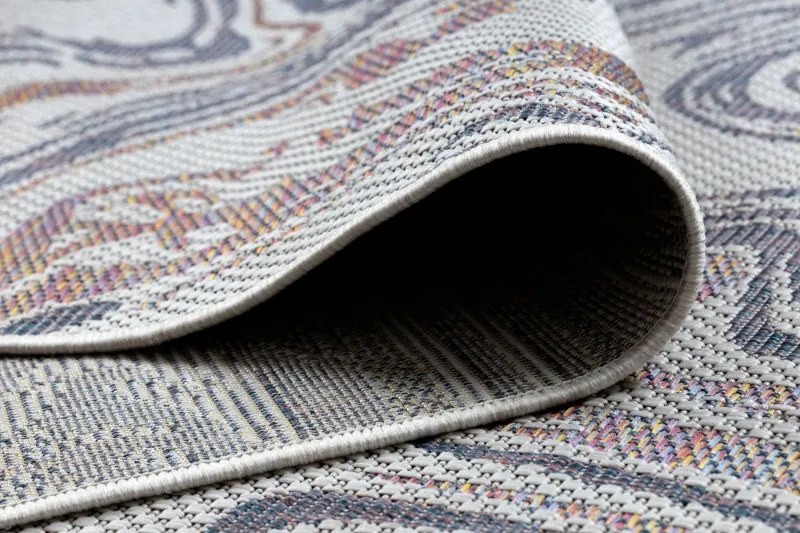 Dywany Łuszczów, Kusový koberec Sion Sisal Waves 2836 ecru/blue/pink – na von aj na doma, 180x270, viacfarebná, chodba / predsieň