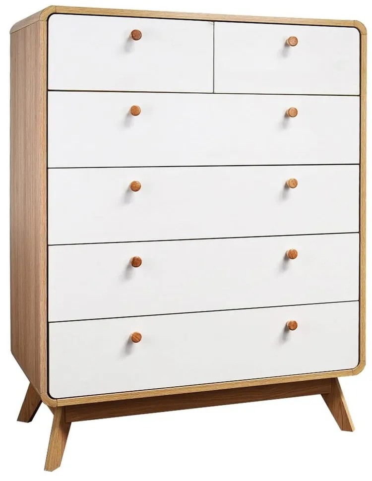 Vysoká komoda v dekore duba v bielo-prírodnej farbe 81x104 cm Caitlin – Støraa