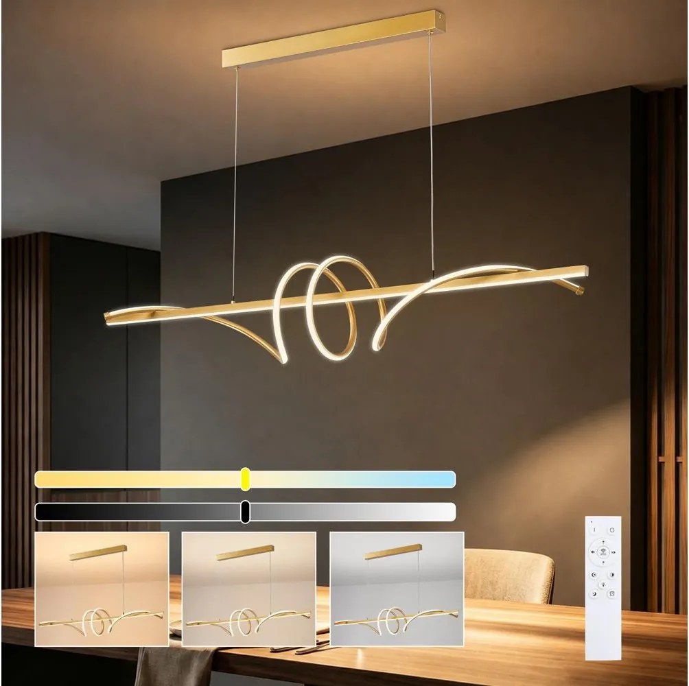 BRILAGI - LED stmievateľný luster na lanku SIGNATURE LED/50W/230V 120 cm zlatý + diaľkový ovládač