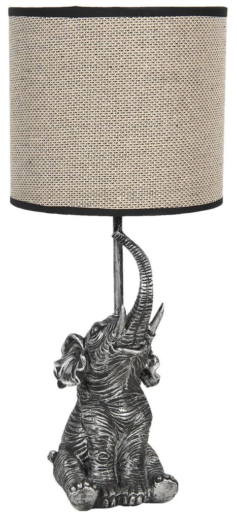 Stolná lampa s hnedým tienidlom a dekorácií slona - Ø 20 * 45 cm / E27