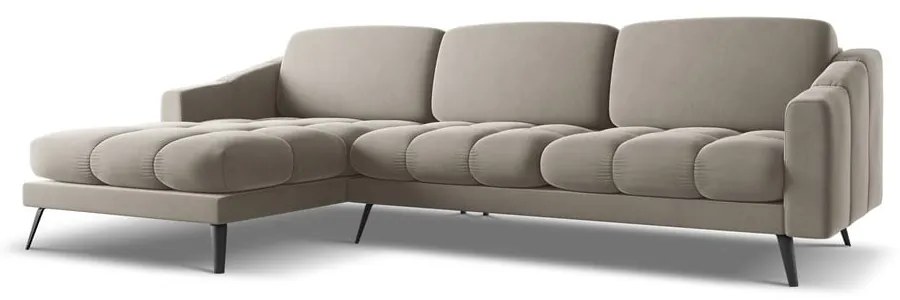 Béžová zamatová rohová pohovka (ľavý roh) Nalu – Makamii