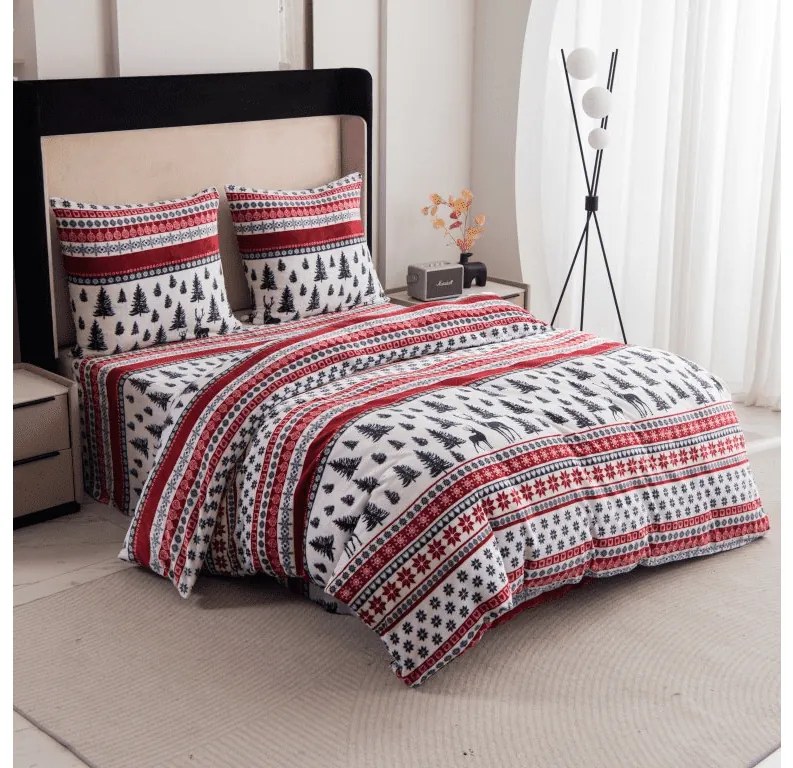 Sada mikroplyšových obliečok TWINKLE CHRISTMAS farebné + obliečka mikroplyš SOFT 90x200 cm biela, jednolôžko